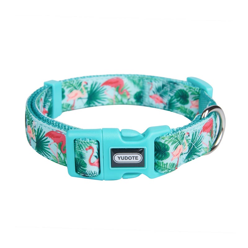 YUDOTE Adjustable Dog Collar, Durable Nylon Collars for Large Female Male Dogs & Puppies, Flamingo Print Cute and Soft - Image 1
